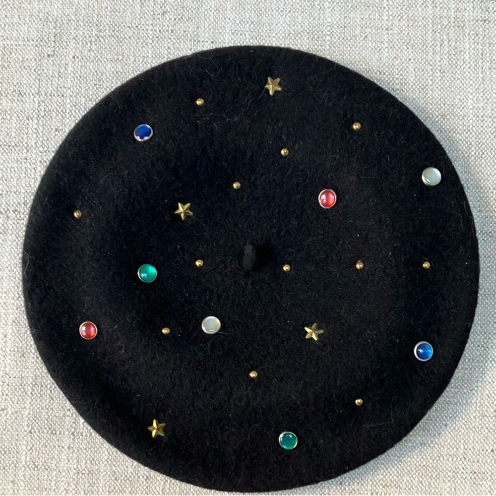 Black Wool Accessory Lady Beret